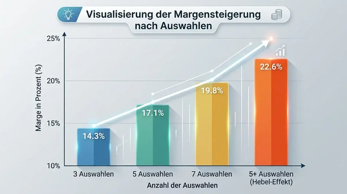Overround-Stacking bei Badminton-Kombiwetten: effektive Buchmachermarge steigt von 14,3 Prozent bei 3 auf 22,6 Prozent bei 5 Auswahlen