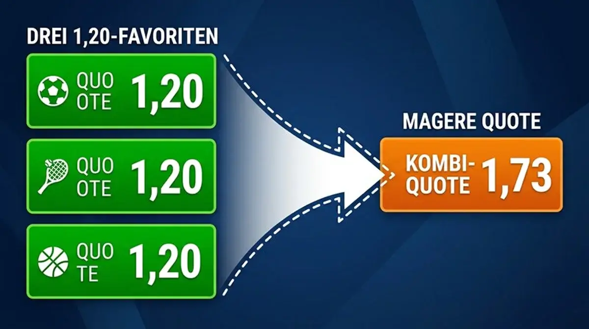 Niedrige Quoten in der Badminton-Kombiwette: drei 1,20-Favoriten ergeben nur 1,73 Gesamtquote und 51 Prozent Trefferchance
