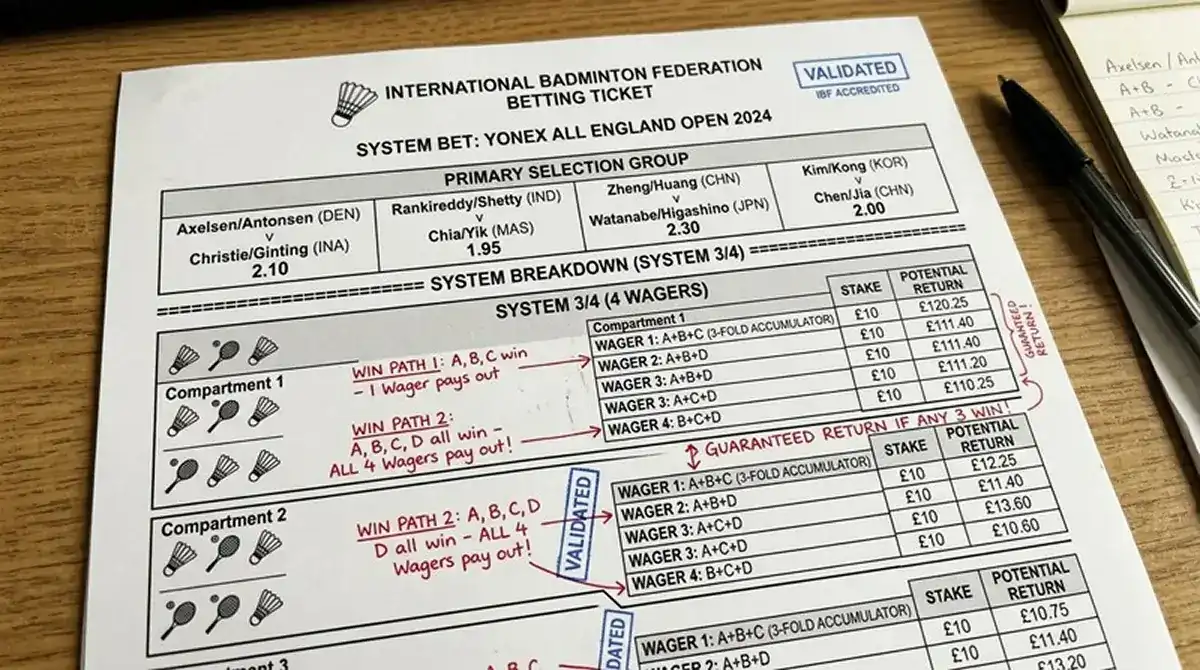 Systemwette vs. Kombiwette beim Badminton: Vergleich von Vollkombi und Systemwette auf einem Wettschein