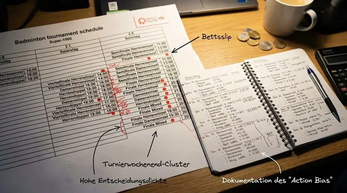 Badminton-Turnierwochenend-Cluster erzeugt emotionalen Druck: viele Matches in kurzer Zeit als Tilt-Risiko bei Kombiwettern