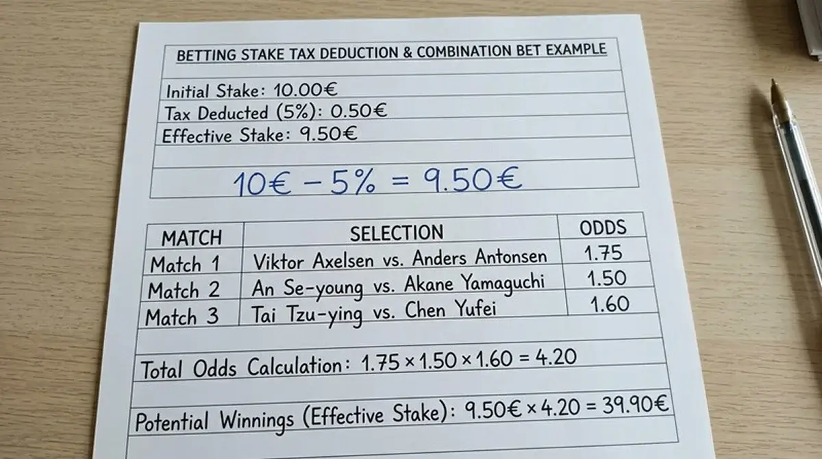 Wettsteuer-Abzug vom Einsatz bei deutschen Sportwetten-Anbietern – Berechnungsbeispiel für Kombiwetten