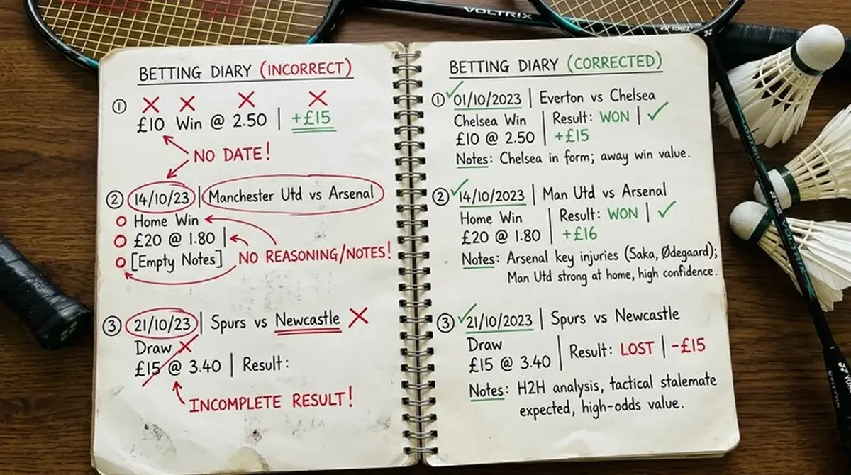 Häufige Fehler beim Führen eines Wetttagebuches für Badminton-Kombiwetten vermeiden